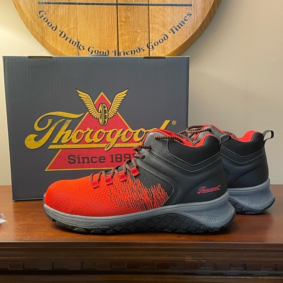 Thorogood Composite Safety Toe AST Mid Work Shoe Size 13 Red & Black - Picture 1 of 7